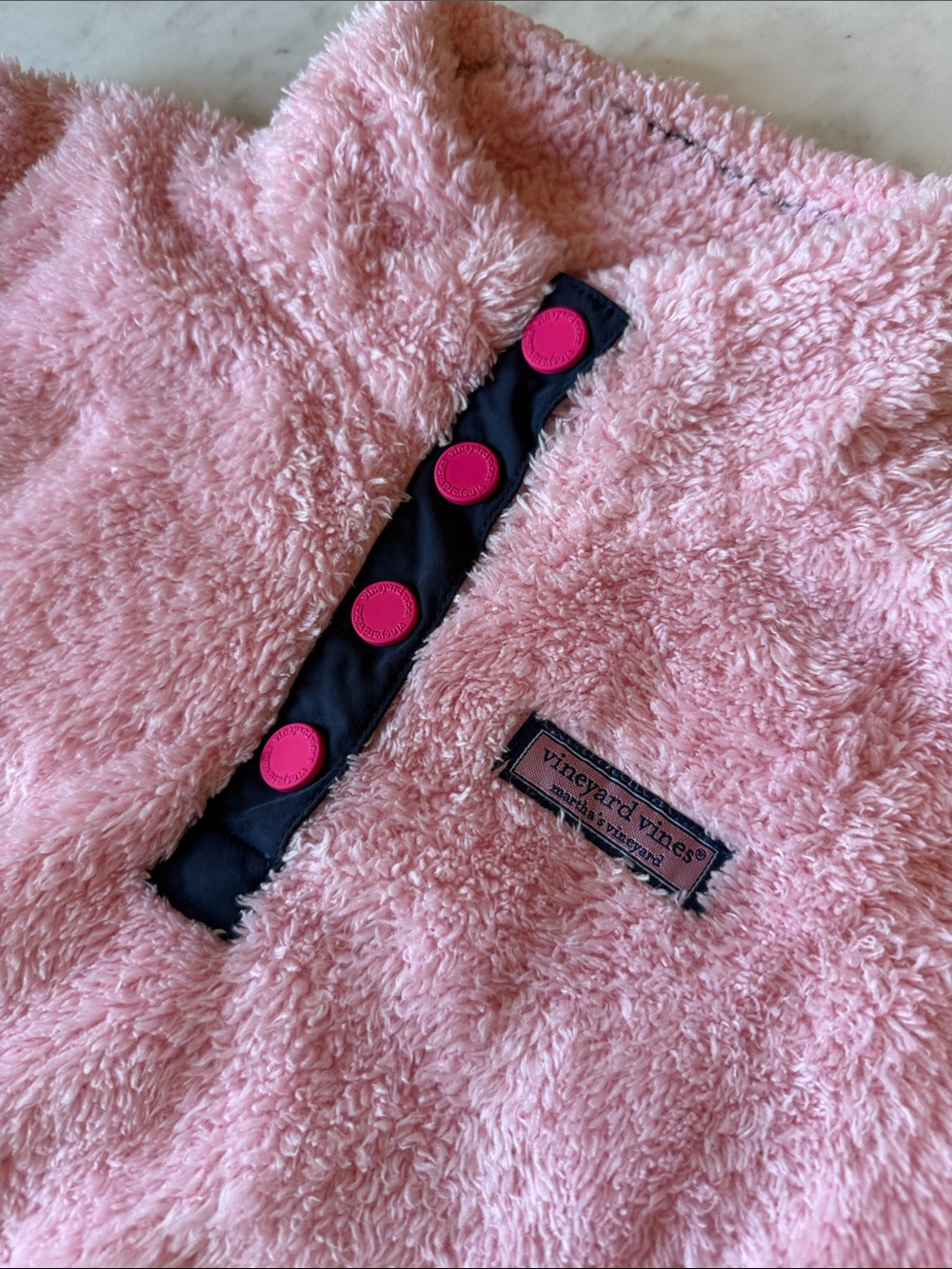Vineyard Vines Kids Pink Sherpa Pullover Top - Picture 2 of 3